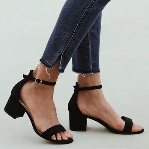 Black Suede Ankle Strap Heels